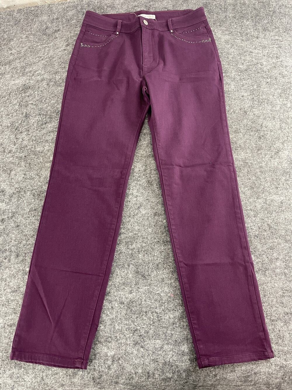 Armand Thiery Jeans Womens 12 Purple Beaded Pants Straight Denim EU:42 N313